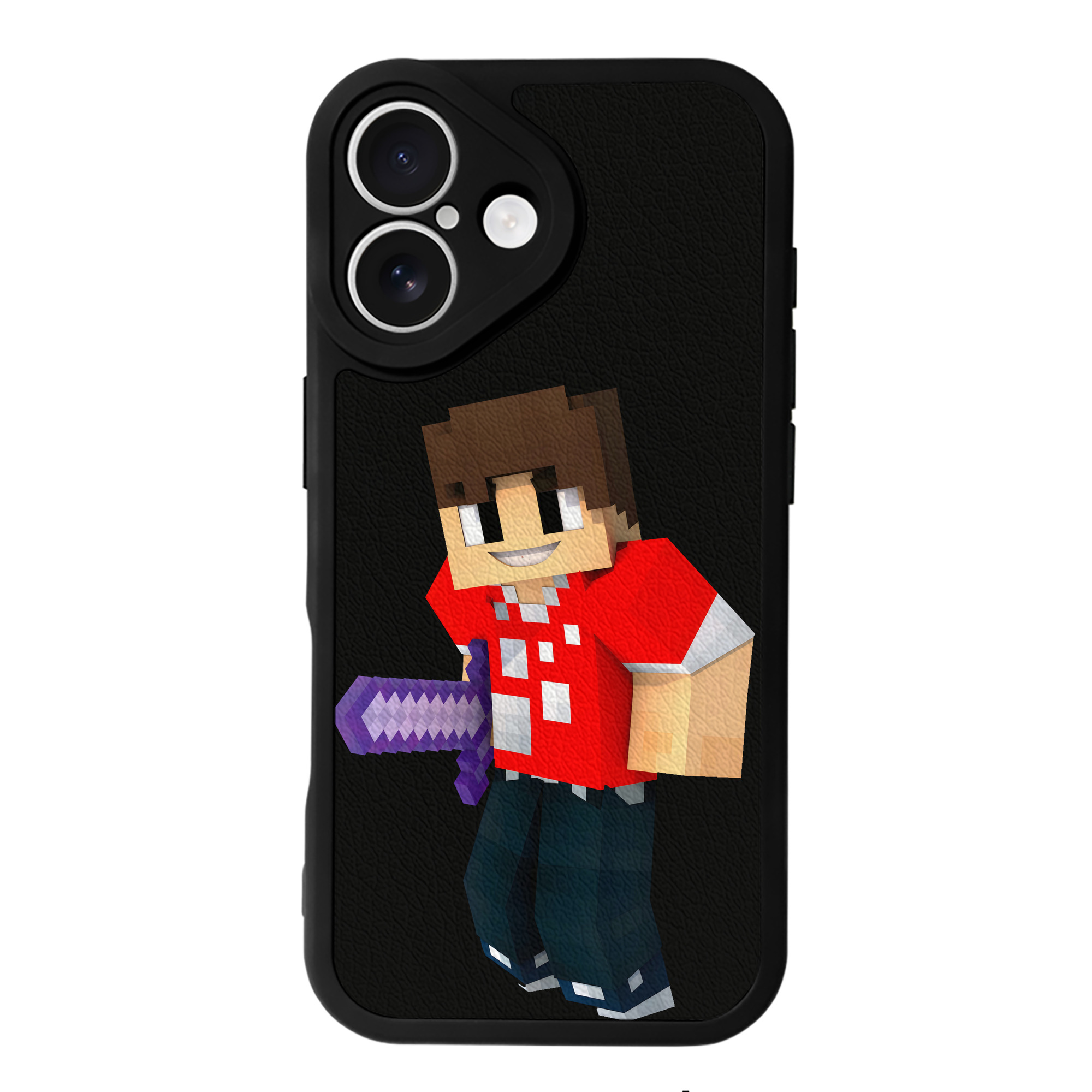 （画像用） マインクラフト ブロックの世界 Minecraft MC Block world 【iPhone 16シリーズ対応】シリコンスマホケース（レザー調） 材質：シリコン